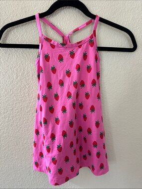 Hanna Andersson Girls Pink Strawberry UV Tank Dress Size 4